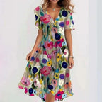 Desiree - Elegant Colorful Midi Dress