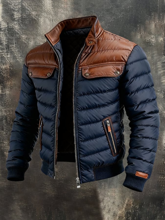 Alec - Quilted Jacket with Leather-Trim Panels