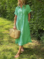 Anjie - Buttoned Cotton Maxi Dress
