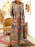Gina - Printed Dress with Ethnic Patchwork