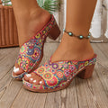 Pia - Floral Chunky Heel Sandals