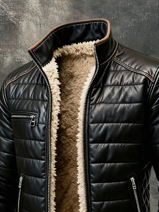 Aldrin - Quilted Sherpa-Lined Jacket in Black