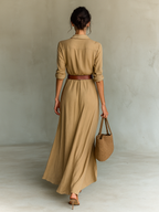 Conie - Long Maxi Dress with Lapel Collar