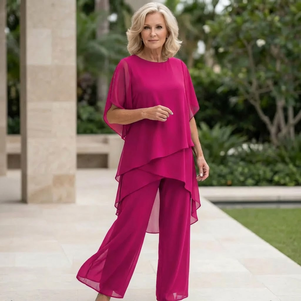 Daphne - Draped Top with Palazzo Pants