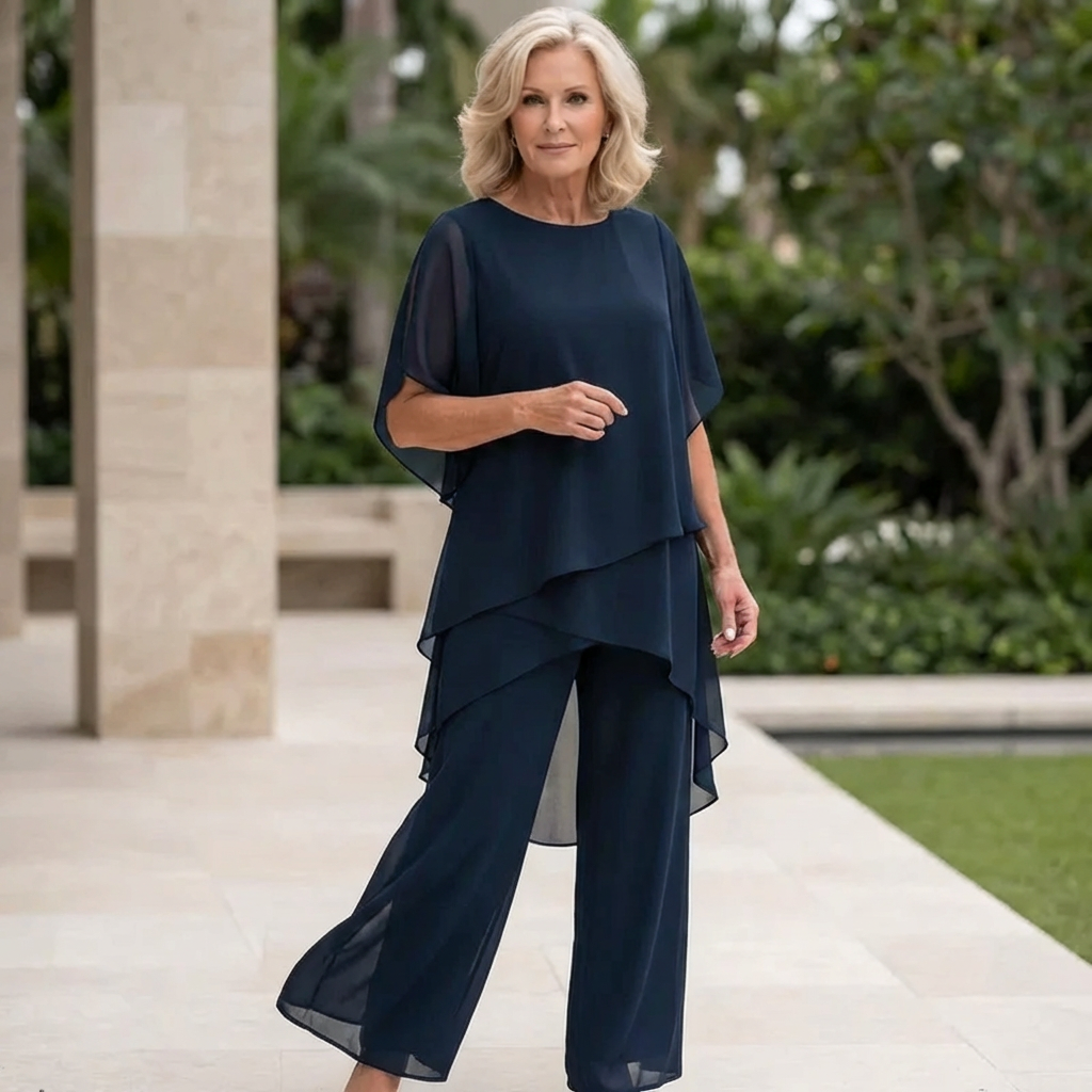 Daphne - Draped Top with Palazzo Pants