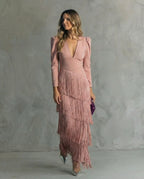 Charo - Elegant Dress with Fringe Sleeves