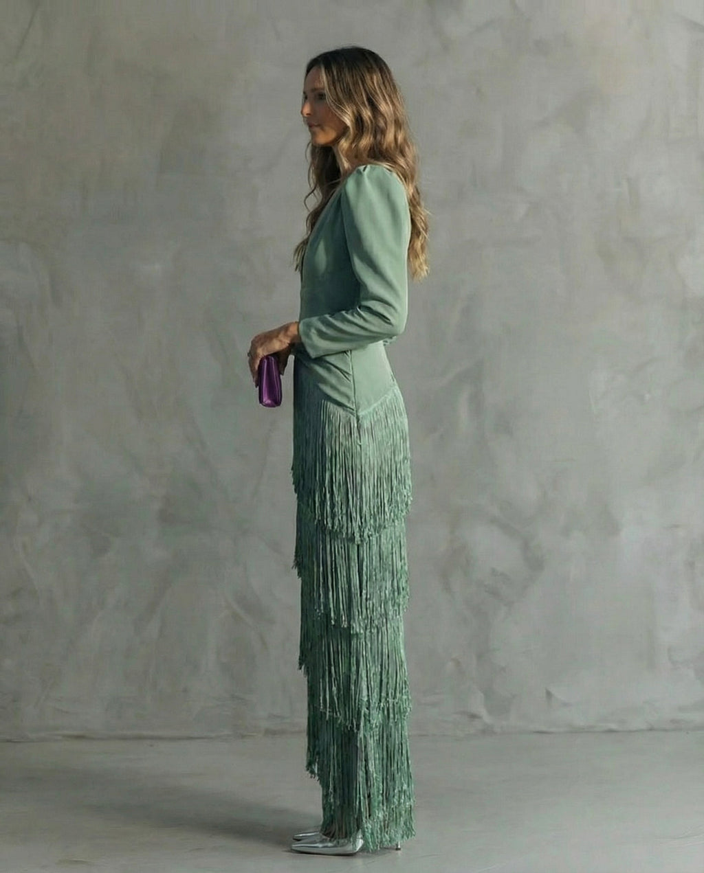 Charo - Elegant Dress with Fringe Sleeves