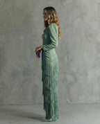 Charo - Elegant Dress with Fringe Sleeves