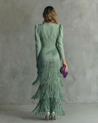 Charo - Elegant Dress with Fringe Sleeves