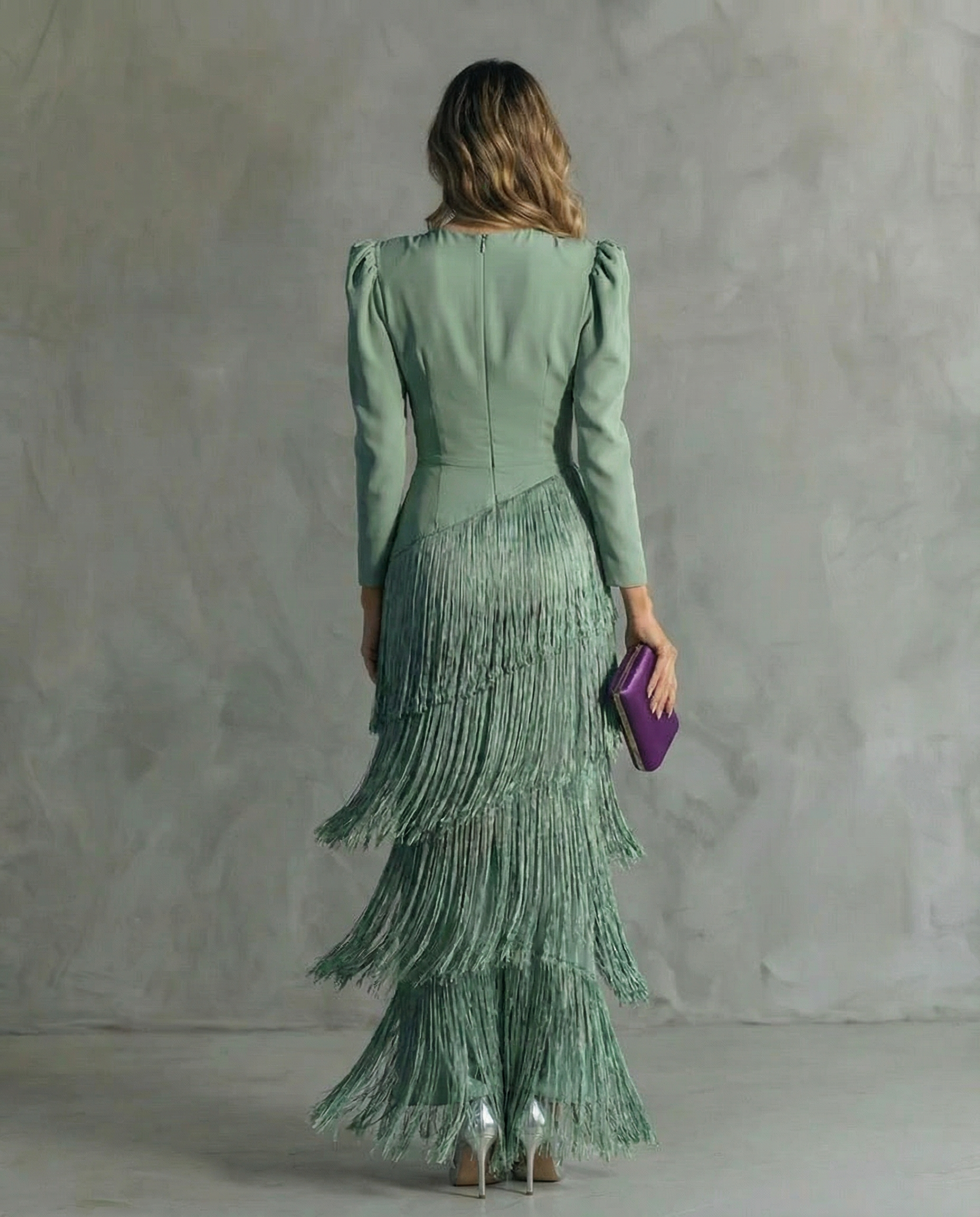 Charo - Elegant Dress with Fringe Sleeves