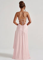 Kitty - Sculpting Satin Evening Gown With Thigh Split