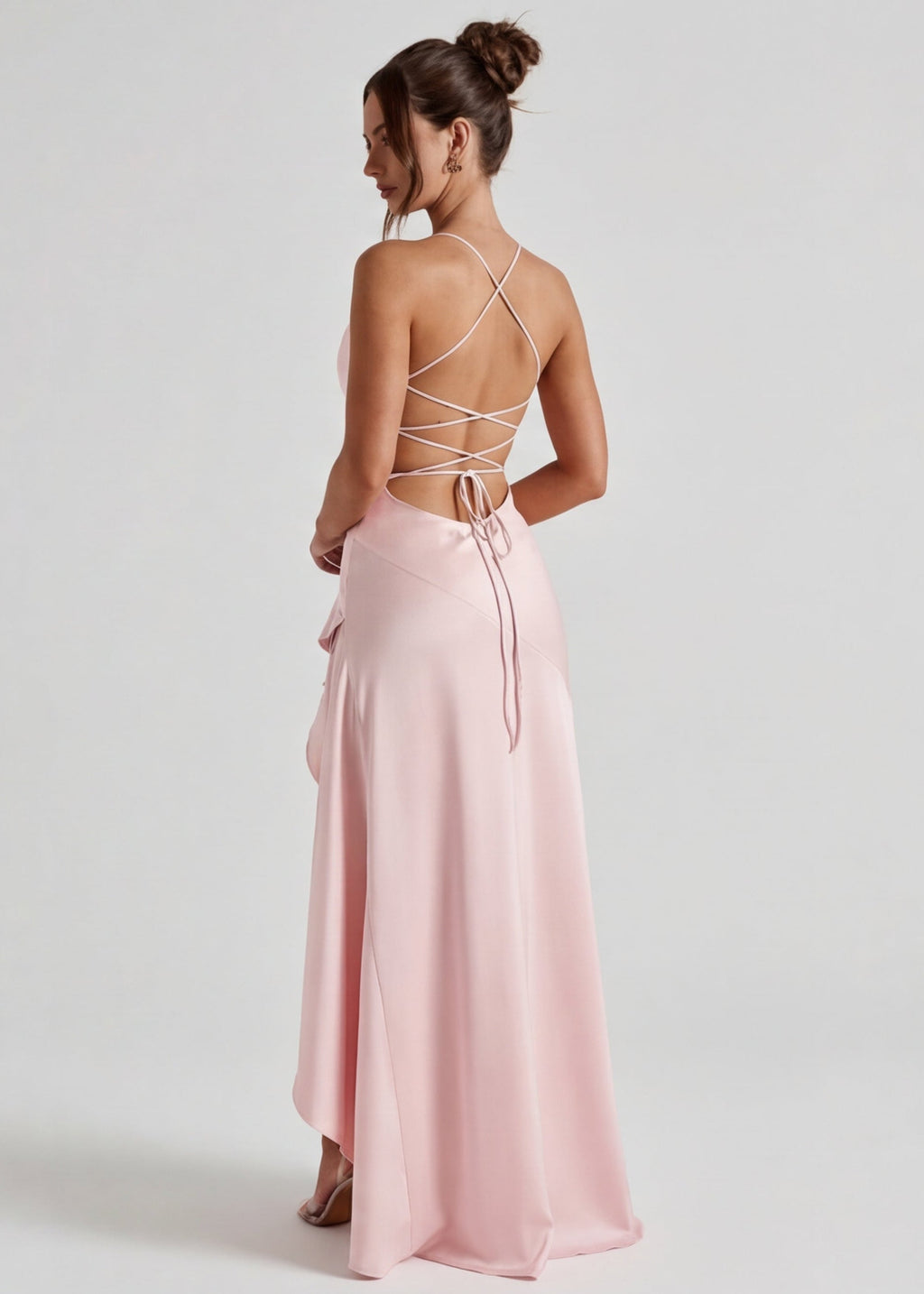 Kitty - Sculpting Satin Evening Gown With Thigh Split