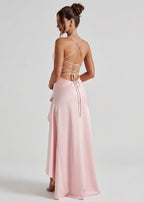 Kitty - Sculpting Satin Evening Gown With Thigh Split