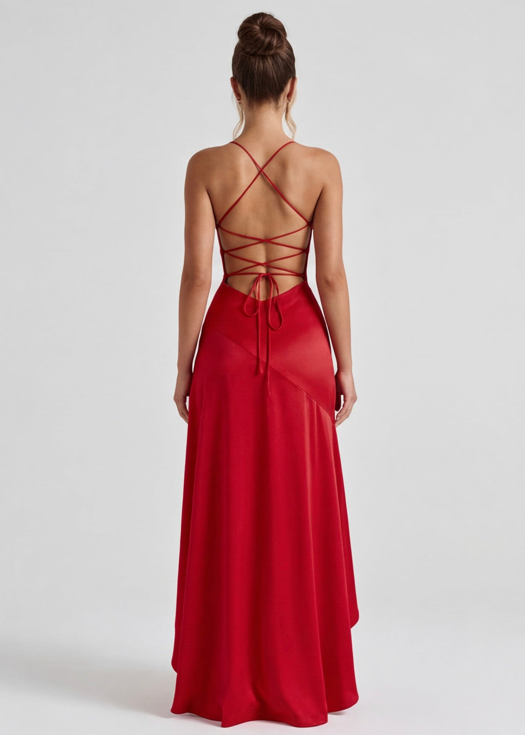 Kitty - Sculpting Satin Evening Gown With Thigh Split