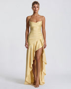Kitty - Sculpting Satin Evening Gown With Thigh Split