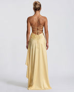 Kitty - Sculpting Satin Evening Gown With Thigh Split