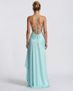 Kitty - Sculpting Satin Evening Gown With Thigh Split