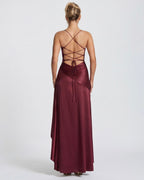Kitty - Sculpting Satin Evening Gown With Thigh Split