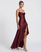 Kitty - Sculpting Satin Evening Gown With Thigh Split