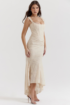 Noemi - Lace and Draped Maxi Dress
