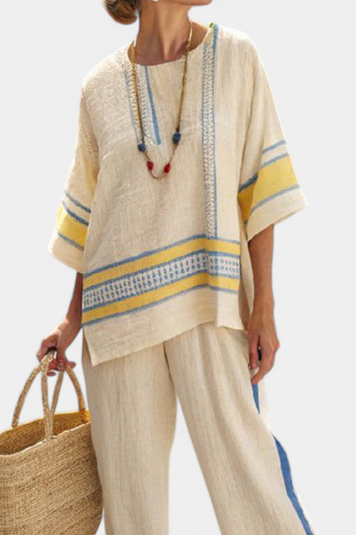 Macy - Yellow Blouse and Linen Pants