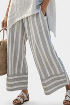 Freya - Elegant Asymmetrical Blouse and Striped Pants