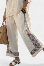 Ann - Embroidered Blouse and Wide-Leg Pants Set
