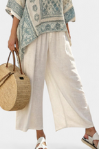 Lisa - Comfortable Printed Blouse and Wide-Leg White Pants