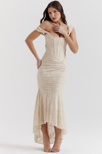 Noemi - Lace and Draped Maxi Dress