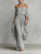 Mia - Off Shoulder Top And Flowy Pants Set