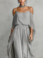 Mia - Off Shoulder Top And Flowy Pants Set