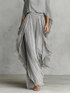 Mia - Off Shoulder Top And Flowy Pants Set