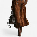 Amarah - Long Suede-Look Trench Coat