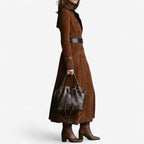 Amarah - Long Suede-Look Trench Coat