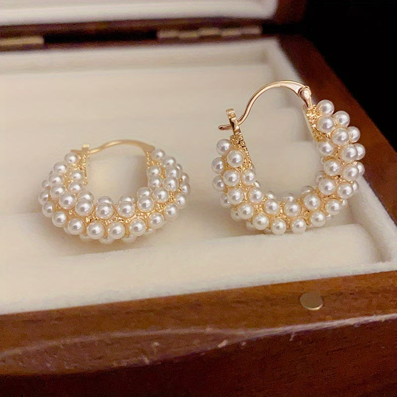 Wilma - Layered Pearl Hoop Earrings
