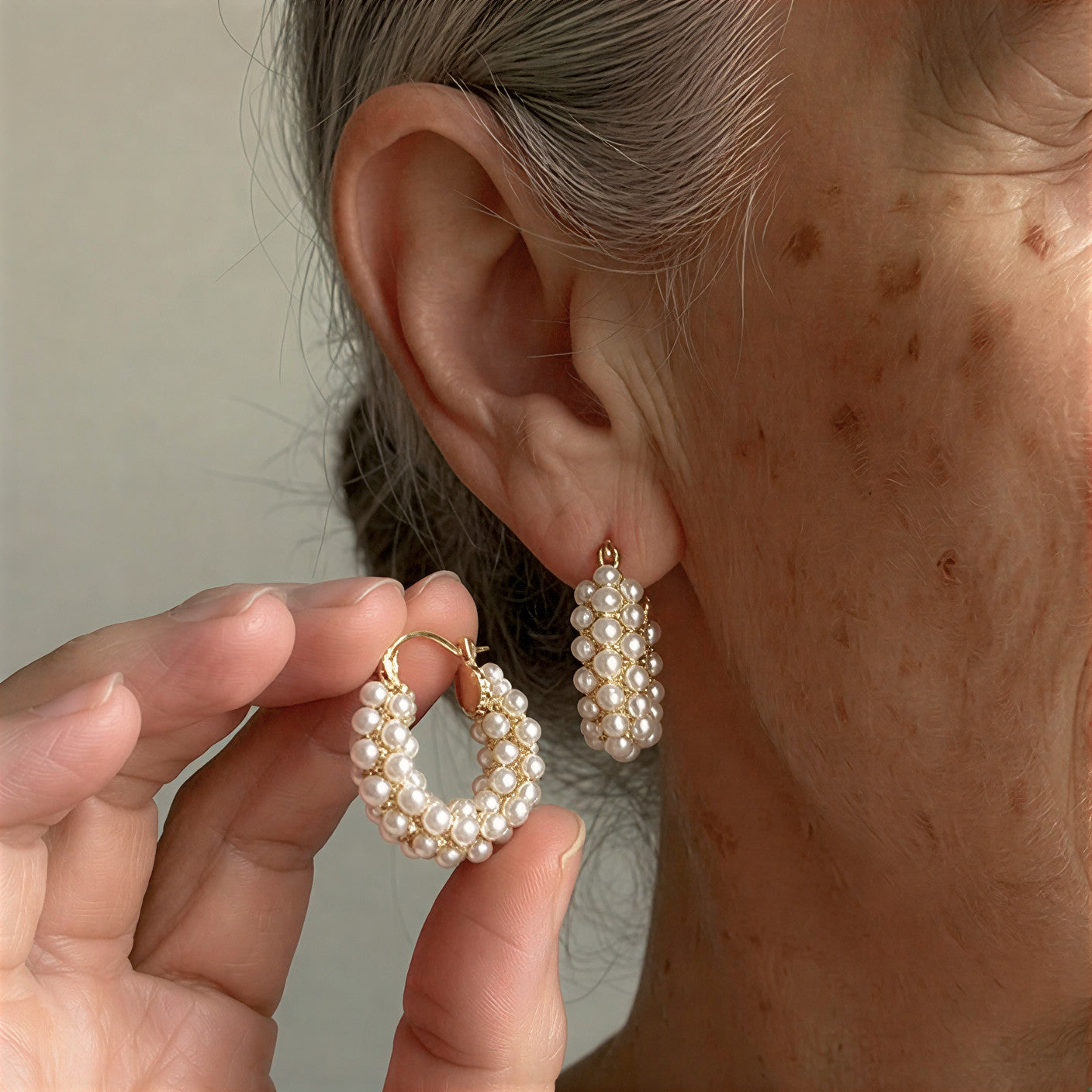 Wilma - Layered Pearl Hoop Earrings