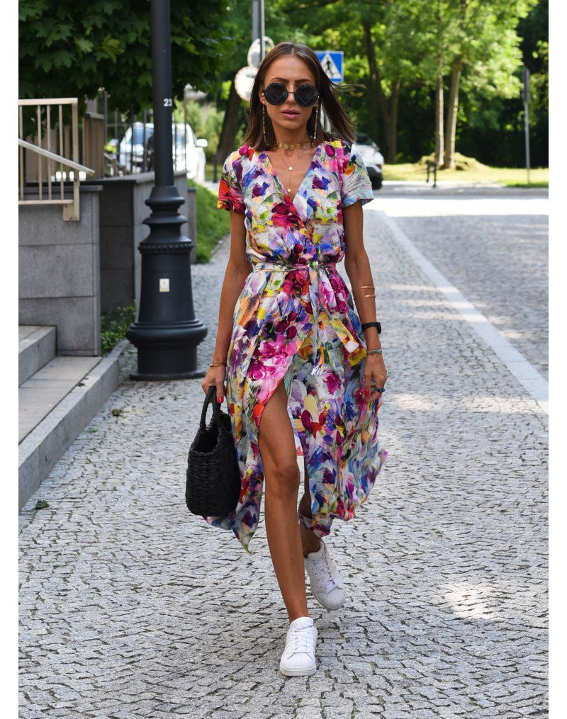 Hailey - Stylish V-Neck Floral Dress