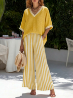 Kara - Striped Linen Cotton Two-Piece Set