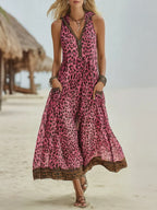 Polly - Green Leopard Print Hooded Midi Dress
