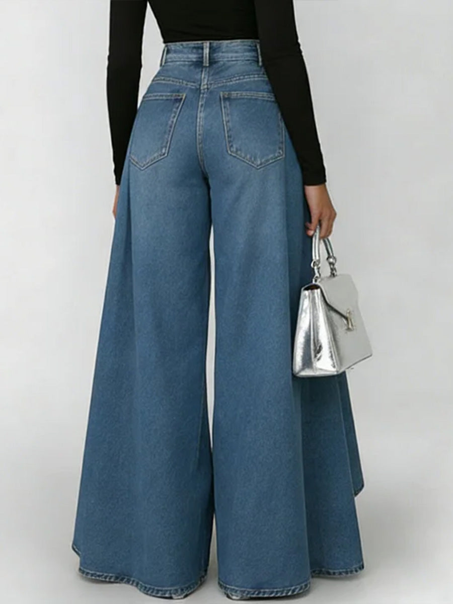 Erizza - High-Waisted Relaxed Wide-Leg Jeans