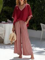 Kara - Striped Linen Cotton Two-Piece Set