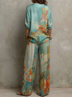 Penelope - Elegant Floral Set with Wide Trousers