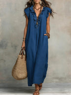 Carmella - Linen Cotton Boho Maxi Dress