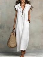 Carmella - Linen Cotton Boho Maxi Dress