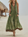 Polly - Green Leopard Print Hooded Midi Dress