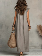 Carmella - Linen Cotton Boho Maxi Dress