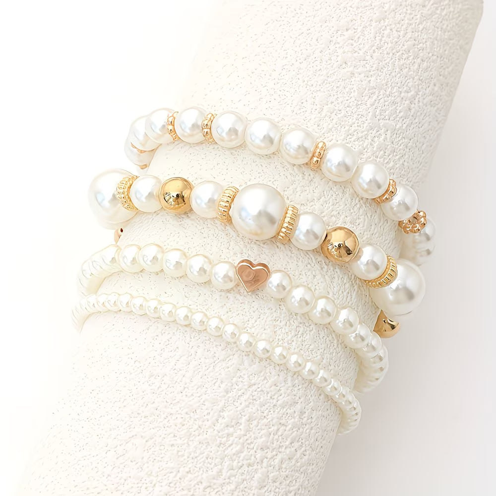 Coleen - Pearl Stack Bracelet Set of 4