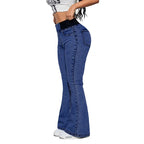 Alexandra - High Waisted Flare Stretch Denim Pants