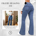 Alexandra - High Waisted Flare Stretch Denim Pants