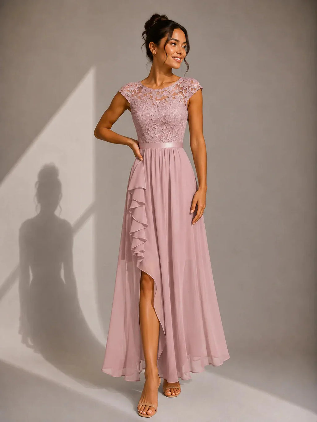Shanina - Elegant Lace Slit Dress